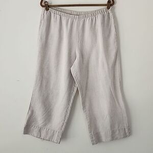 J. Jill Beige Linen Familiar fit waist Pull on Cropped Pants MP (30)